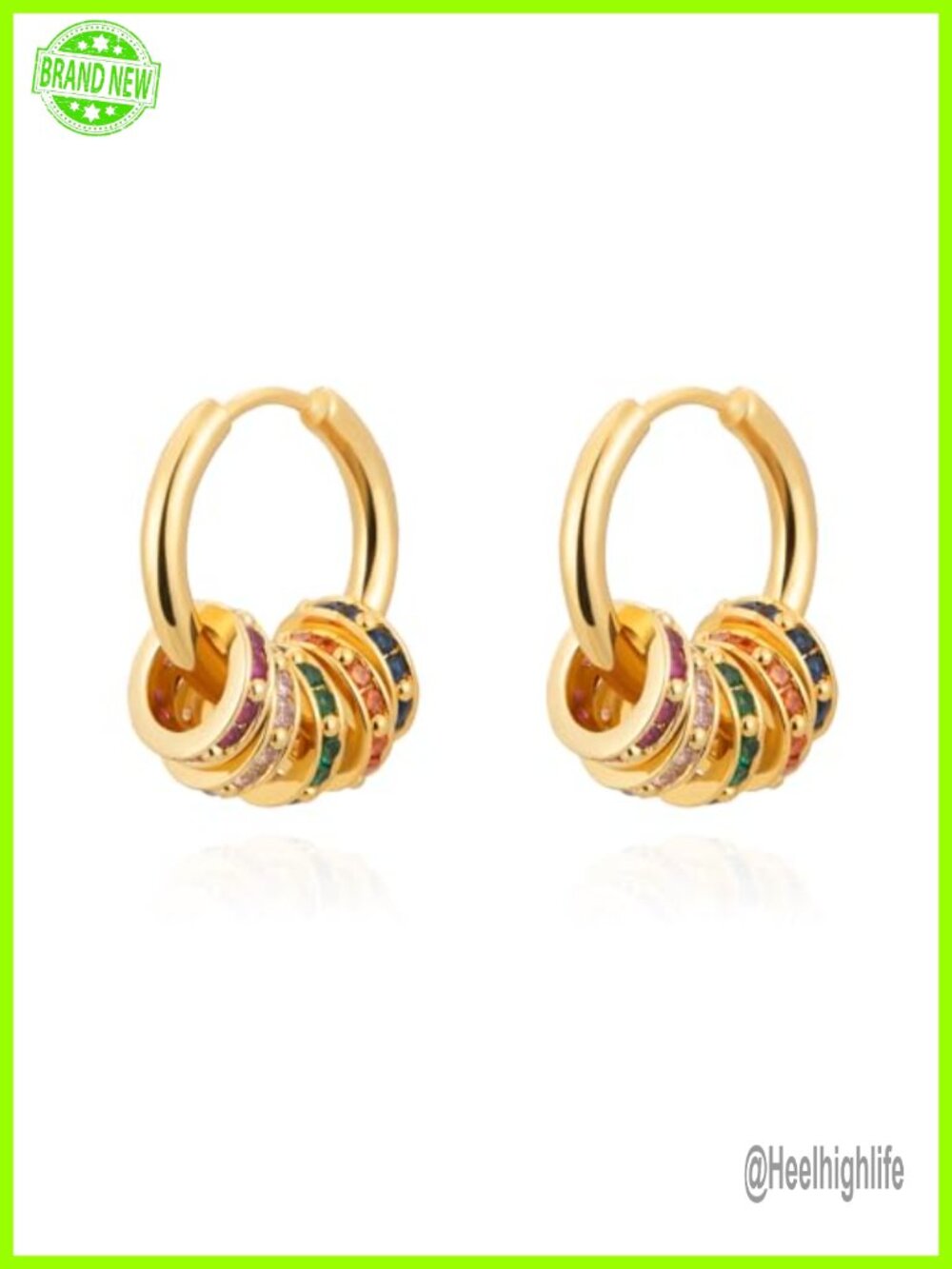 14K Gold Plated Copper Huggie Dangle Earrings Convertible Links Heart Pearl